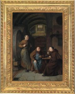 Frati Che Stanno Degustando Il Vino
