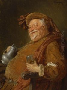 Falstaff Mit Groser Weinkanne Und Becher.