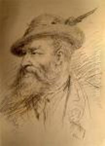Portrait Eines Jagers Und Deckblatt Mit Autograph by Eduard Von Grutzner