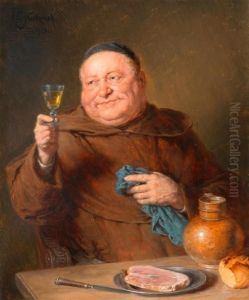 A Monk At A Meal by Eduard Von Grutzner
