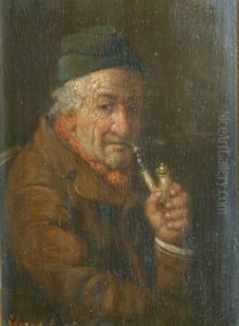Portrait Of A Man Smoking A Pipe
