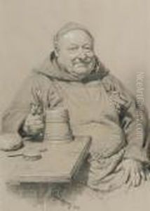 Monk With Bierstein. 1906. by Eduard Von Grutzner