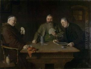 Monch, Jager Und Pfarrer Beim Kartenspiel.