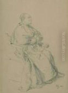 Kardinal, Sitzend Von Rechts. by Eduard Von Grutzner