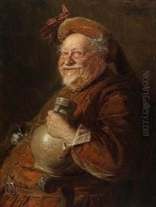Falstaff Mit Weinkrug. by Eduard Von Grutzner