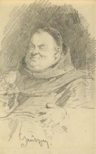 Monch Mit Weinglas. by Eduard Von Grutzner