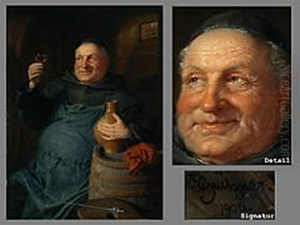 Monch Mit Bartmannskrug Und Weinglas - Der Kellermeister - view 1