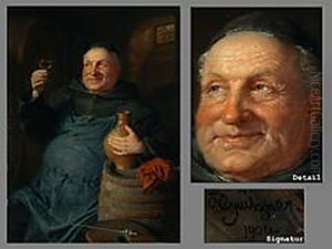Monch Mit Bartmannskrug Und Weinglas - Der Kellermeister Monch Mit Bartmannskrug Und Weinglas - Der Kellermeister