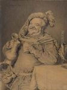 Seated Man With A Tankard And Drinking Cup by Eduard Von Grutzner