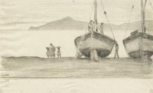 Die Landung Der Segler by Ludwig Von Hofmann