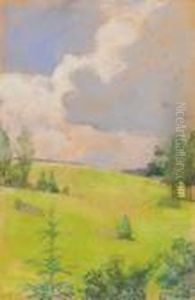 Hugelige Landschaft by Ludwig Von Hofmann
