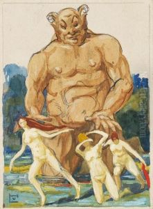 Fliehende Nymphen by Ludwig Von Hofmann
