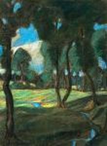 Landschaft Mit Bach by Ludwig Von Hofmann
