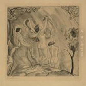 Drei Weibliche Akte by Ludwig Von Hofmann