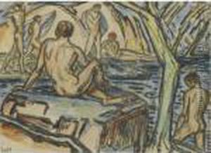Sold For The Preservation Of The Ludwig Von Hofmann Research Archive And Collection
Badende (bathing) by Ludwig Von Hofmann