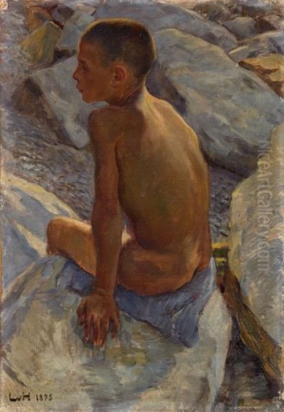 Sitzender Knabe, Ruckenakt - view 1
