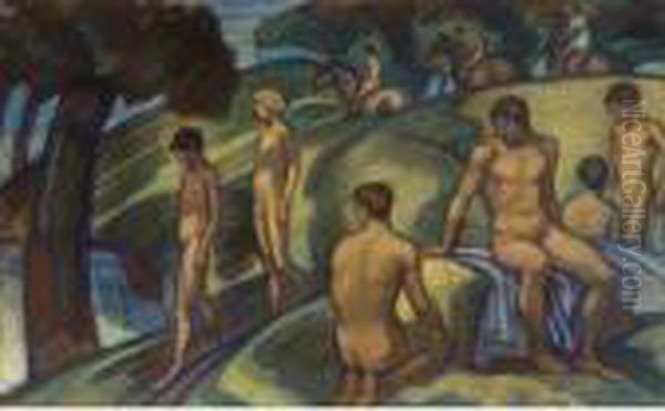 Men, Boys And Horses In A Landscape - view 1