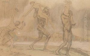 "entfuhrung Der Tanzenden Jungfrauen". by Ludwig Von Hofmann