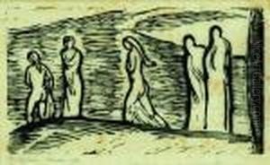 Badende (2 X). Flusufer.
Dammerung. by Ludwig Von Hofmann