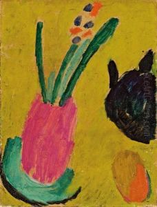 Stillleben Mit Katze Und Pinseltopf by Alexei Jawlensky