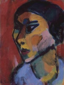Frauenkopf Im Dreiviertel Profil by Alexei Jawlensky
