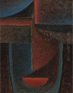 Abstrakter Kopf: Blau-rot