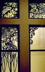 Apple Blossom and Magnolia Window by Louis Comfort Tiffany