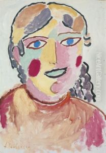 Madchen Mit Blauen Augen Und Dunklem Mund by Alexei Jawlensky