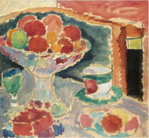 Stilleben Mit Obstschale, 
Bohmischem Glas Und Empiretasse (still-life With Fruit-stand, Bohemian 
Glass And Empire Cup) - view 1
