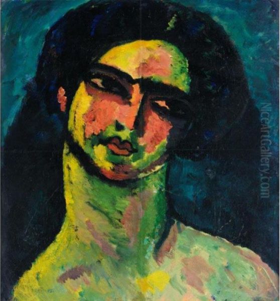 Kopf Einer Italienerin Mit
Schwarzem Haar Von Vorne (head Of An Italian Woman With Black Hair,
Frontal View) - view 1