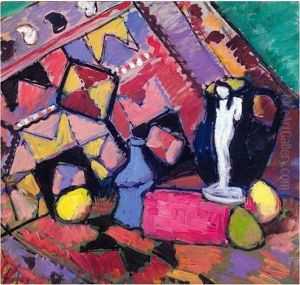 Stilleben Mit Weissem Figurchen 
Und Blauer Flasche (still-life With Small White Figure And Blue Bottle