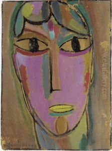 Mystischer Kopf: Gelber Mund by Alexei Jawlensky