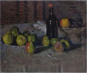 Stilleben Mit Apfeln Und Flasche (still Life With Apples And A Bottle) by Alexei Jawlensky