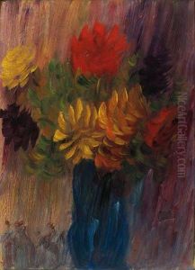 Grosses Stilleben: Rote Und Gelbe Dahlien by Alexei Jawlensky