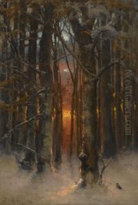 Sunset Through The Trees by Iulii Iul'evich (Julius) Klever