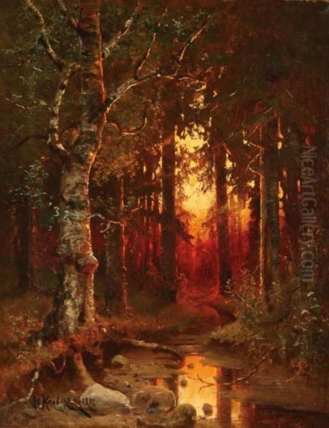 Wooded Landscape At Dusk - view 1