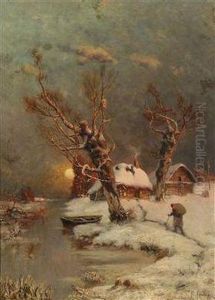 Romantic Winter Landscape by Iulii Iul'evich (Julius) Klever