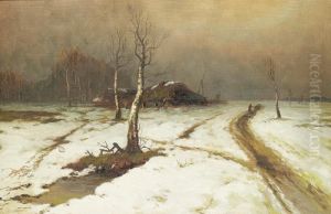 A Russian Winter Landscape by Iulii Iul'evich (Julius) Klever