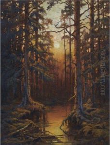 Forest Sunset by Iulii Iul'evich (Julius) Klever