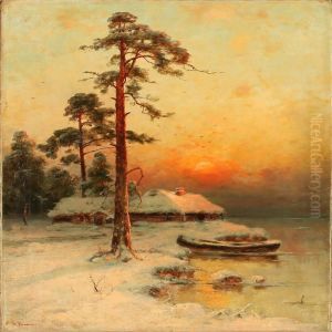 Russian Winter Landscape At Sunset by Iulii Iul'evich (Julius) Klever