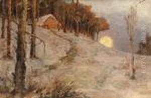 A Winter Woodland In The Evening Sun by Iulii Iul'evich (Julius) Klever