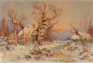 Winterlandschaft Im Abendlicht by Iulii Iul'evich (Julius) Klever