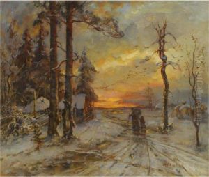 Winter Sunset by Iulii Iul'evich (Julius) Klever