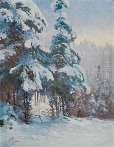 Circle A Winter Landscape by Iulii Iul'evich (Julius) Klever