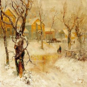 Street Scene From A Suburb Of St by Iulii Iul'evich (Julius) Klever