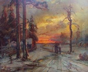 Winterlandschaft Bei Dammerung by Iulii Iul'evich (Julius) Klever