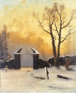 Sunset Over The Cemetery by Iulii Iul'evich (Julius) Klever