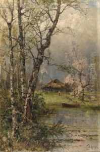 Spring Landscape With Apple-blossoms