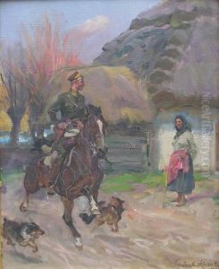Soldat Et Paysanne by Wojciech Von Kossak