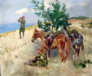 Na Strazy Polskiego Wybrzeza by Wojciech Von Kossak